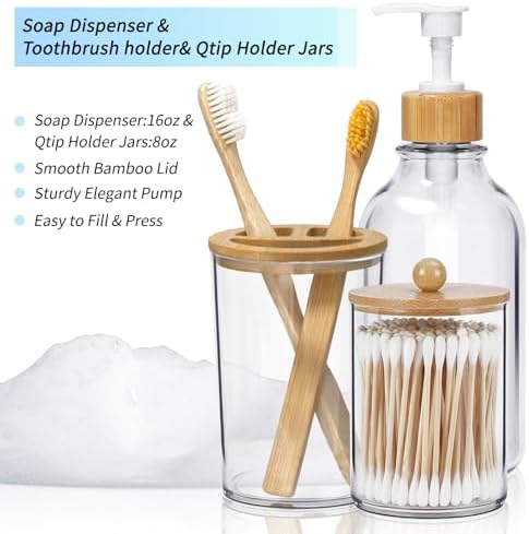 SGHUO 4pcs Boho Bamboo Bathroom Decor Set 1