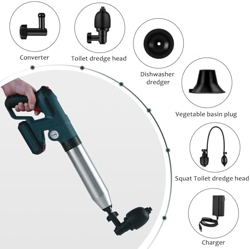 Electric Toilet Plunger with Barometer for Efficient Clog Removal