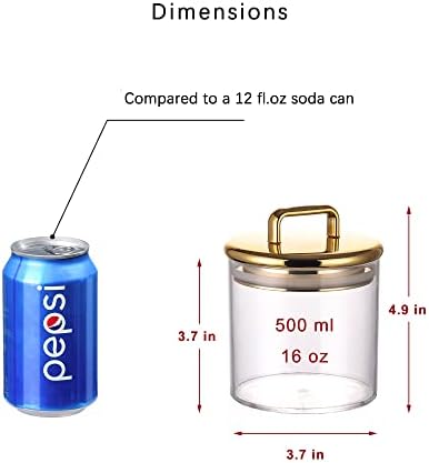 YUEJUM 16 Oz Acrylic Storage Jar with Gold Lid Bathroom Organizer