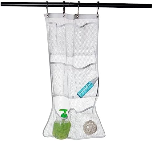 OKUMEYR Hanging Mesh Shower Organizer Bag - Space-saving White Storage Solution