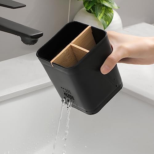 Heagoale Electric Toothbrush Holder with Bamboo Dividers