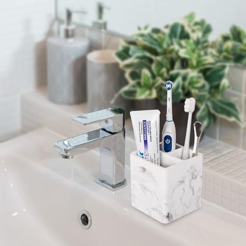 Heagoale Diatomite Toothbrush Holder 3 Slots Marble White 1