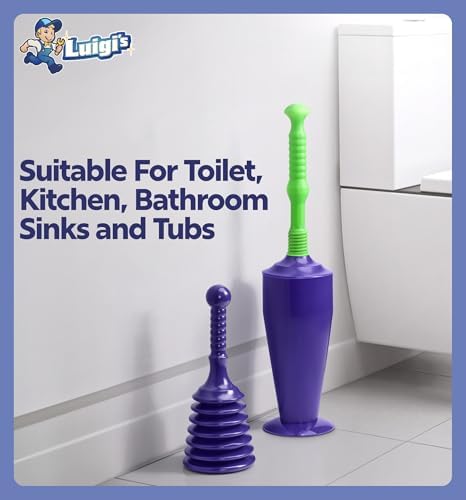 Luigis Heavy Duty Plunger Bundle for Bath and Kitchen