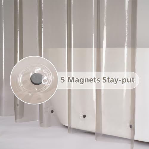 EurCross Waterproof Brown Shower Curtain with 5 Bottom Magnets 1