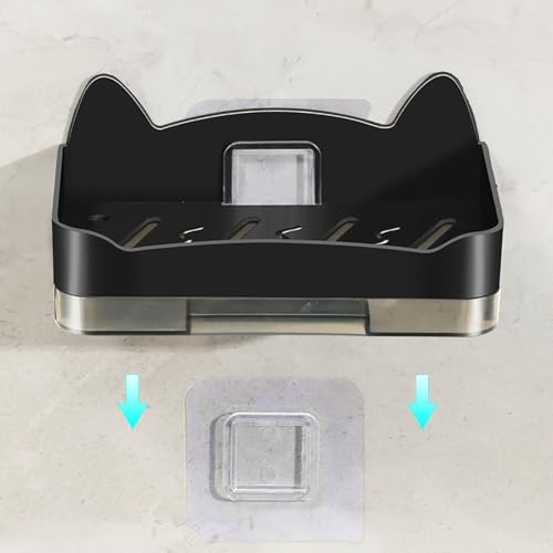Self Draining Soap Dish Holder Black Wall Mounted