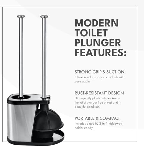 ToiletTree Modern Deluxe Toilet Brush and Plunger Combo Black