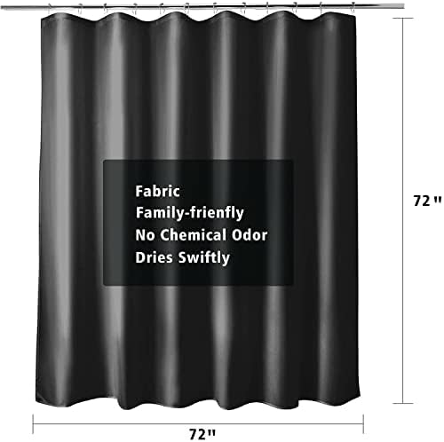 Black Fabric Shower Curtain with Magnetic Weights