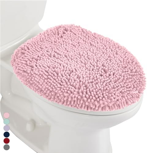 GORILLA GRIP Soft Chenille Toilet Lid Cover Light Pink 195x185 1
