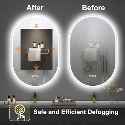 Sbagno 2pcs 24x36 Oval LED Bathroom Mirror with Lights