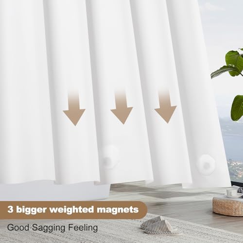 UFRIDAY Premium PEVA White Shower Curtain Liner 72x66 Inch