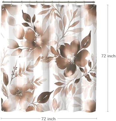 COSEVIER Floral Shower Curtain 72x72 Inch Brown