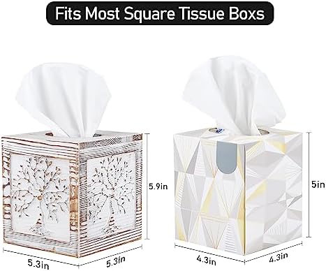 Ukwell Wood Carved Tissue Box Holder Tree of Life Design