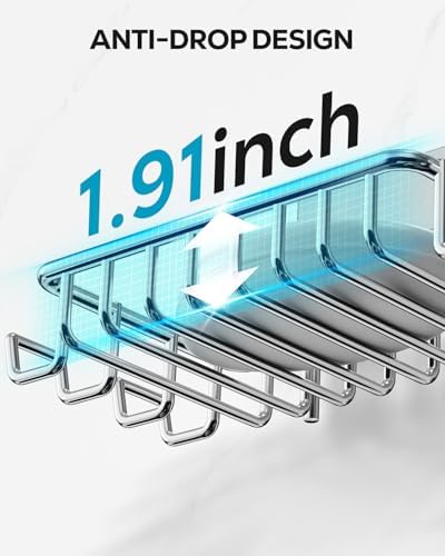 Nieifi Stainless Steel Bar Soap Holder with 4 Hooks