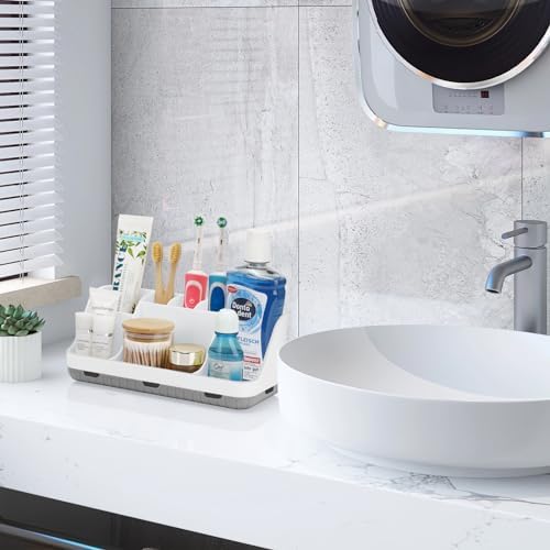 GFWARE White Toothbrush Holder with 7 Slots and Drainage
