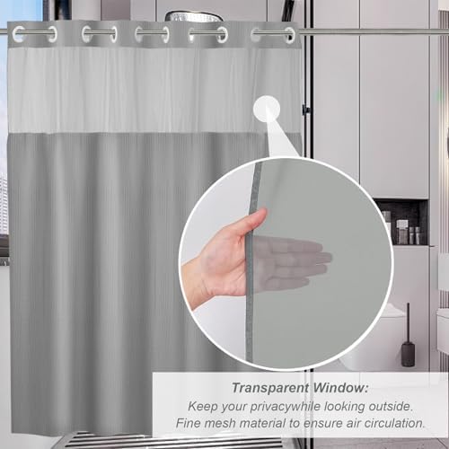 Final Friday Grey Waffle Weave Shower Curtain Set 1