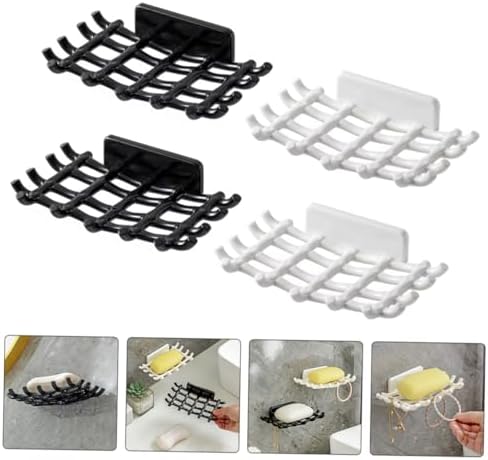Zerodeko 4pcs Wall Mount Soap Dishes Drainer Grid Sturdy