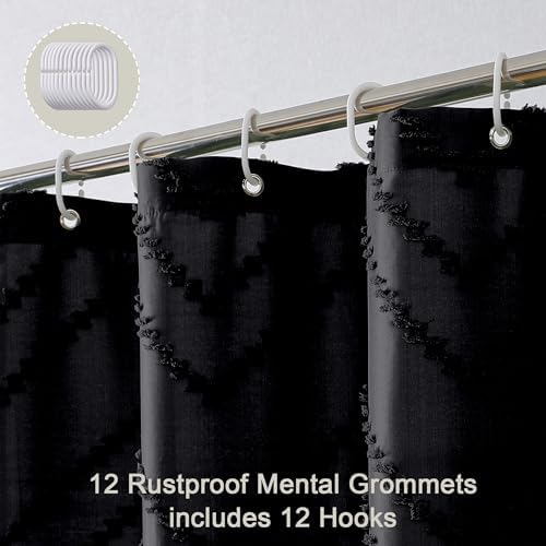 Chevron Extra Long Black Boho Shower Curtain 72x96