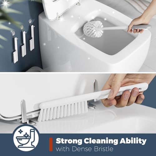 Holaloha Toilet Brush 3 Pack with Holder and Crevice Brushes