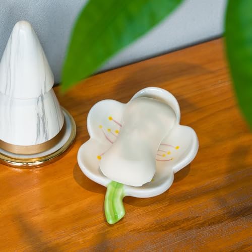LINXUXIE Ceramic Soap Dish Holder with Floral Design