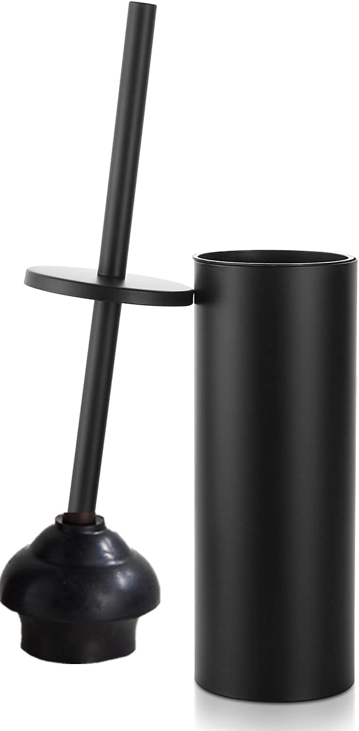 Gecious Black Toilet Plunger with Holder