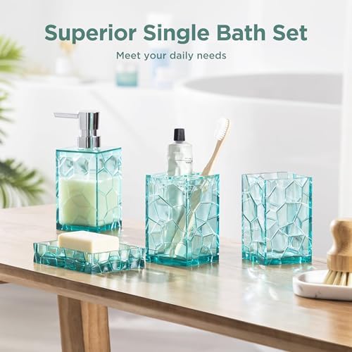 HBlife Teal Blue Acrylic Bathroom Accessory Set