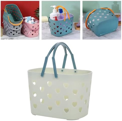 Pink Plastic Storage Basket with Handles and Holes 1