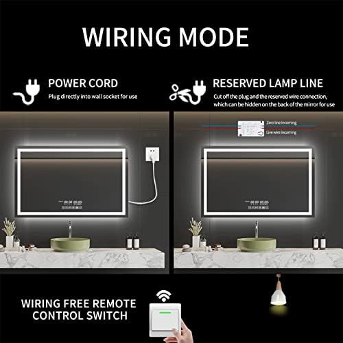 GESIPOR 48x36 Wall-Mounted LED Mirror with Speaker