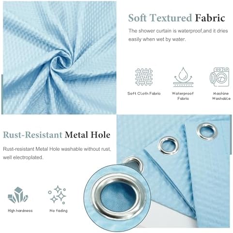 Tititex Solid Sky Blue Shower Curtain Liner with 2 Magnets 1