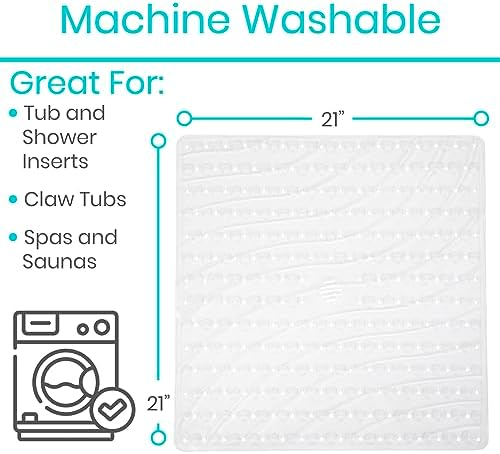 Vive Non-Slip Square Shower Mat with Suction Cups