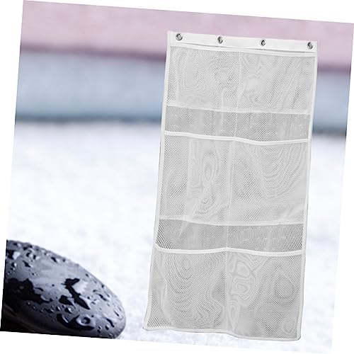 OKUMEYR Hanging Mesh Shower Organizer Bag - Space-saving White Storage Solution