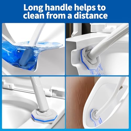 Hohoky Disposable Toilet Brush with 50 Refills and Wall Mount Holder
