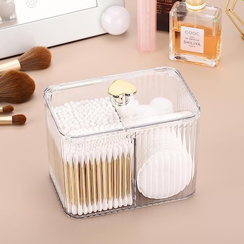 Tbestmax Qtip Holder Dispenser 3-Section Clear Bathroom Organizer Jar 1