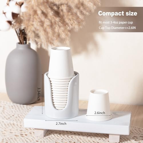 Bathroom Cup Holder Ceramic 3-4 oz Cup Dispenser White