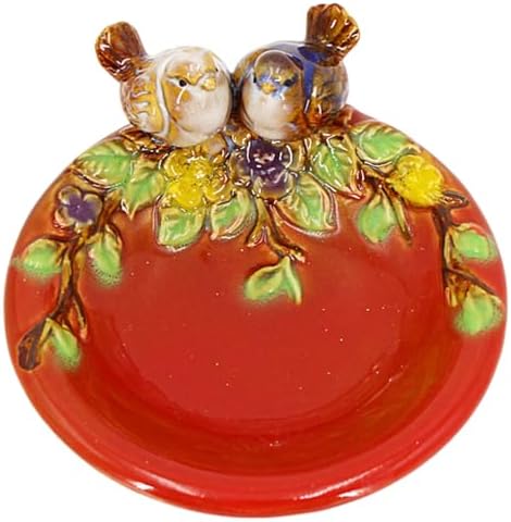 NASSMOSSE Bird Soap Dish Ceramic 5x5x3 Inch with Flower Leaf Pattern