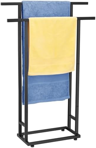 ALHAKIN 2 Tier Standing Towel Rack Black