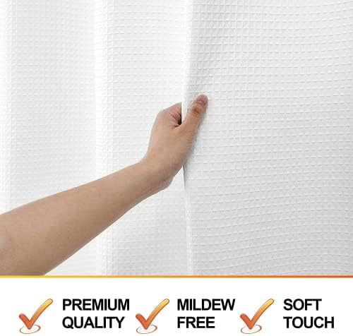 MISS SELECTEX Waterproof Waffle Shower Curtain 230 GSM Heavy Duty White