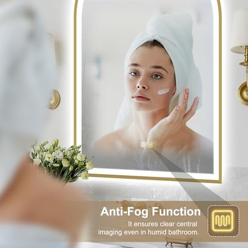Sbagno 24x36 Arched Gold LED Mirror
