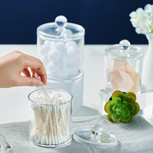 SheeChung 6 Pack Qtip Dispenser Clear Acrylic Jars
