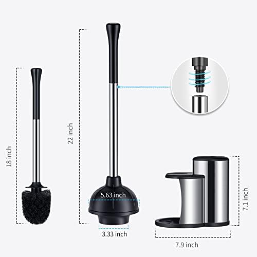 HAMITOR 2-in-1 Toilet Plunger and Brush Set with Holder