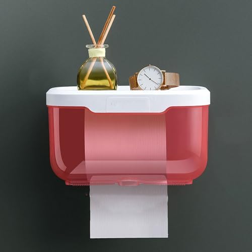 Wall Mounted Tissue Box Holder Large Capacity Transparent Pink