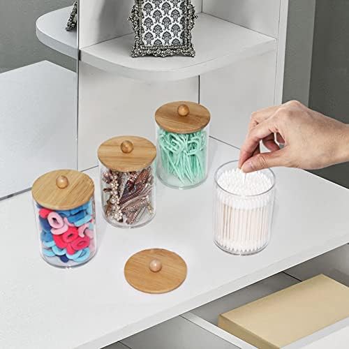 Tbestmax 4 Pack Qtip Holder with Bamboo Lids 1