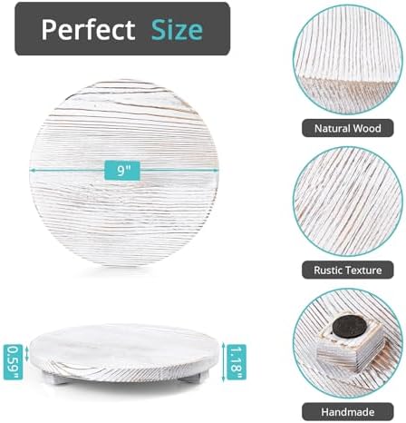 Bivvclaz 9 Rustic White Round Wood Tray
