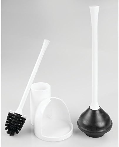 InterDesign iDesign Una Toilet Brush and Plunger Combo Set White 1