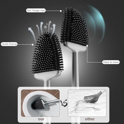 Sellemer Toilet Brush with Silicone Bristles and Holder