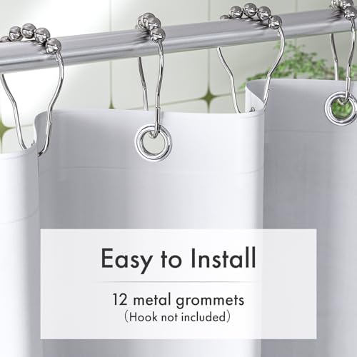 Amazer White Waterproof Shower Curtain Liner with Magnets