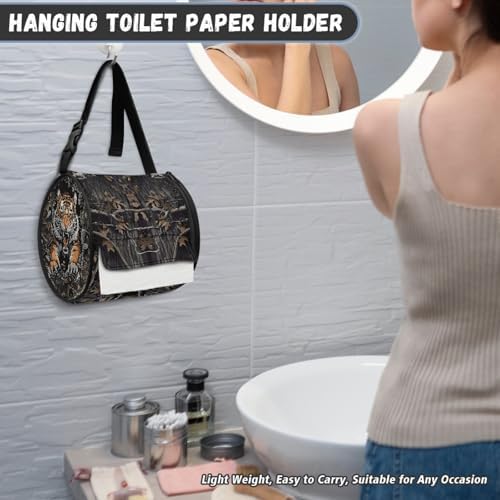 Tiger Camo Paper Towel Storage Bag for Hiking Camping Bathroom