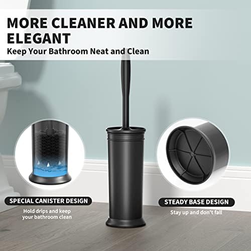 Uptronic Toilet Brush and Holder 2 Pack - Black