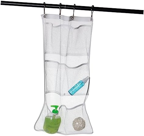 Parliky Hanging Mesh Bag Shower Organizer Storage Basket Pockets