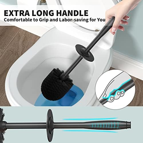 Uptronic Toilet Brush and Holder 2 Pack - Black