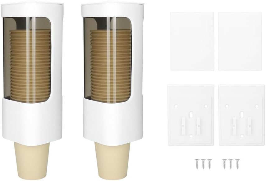 QWORK Wall Mount Paper Cup Dispenser 2 Pack 3-5oz
